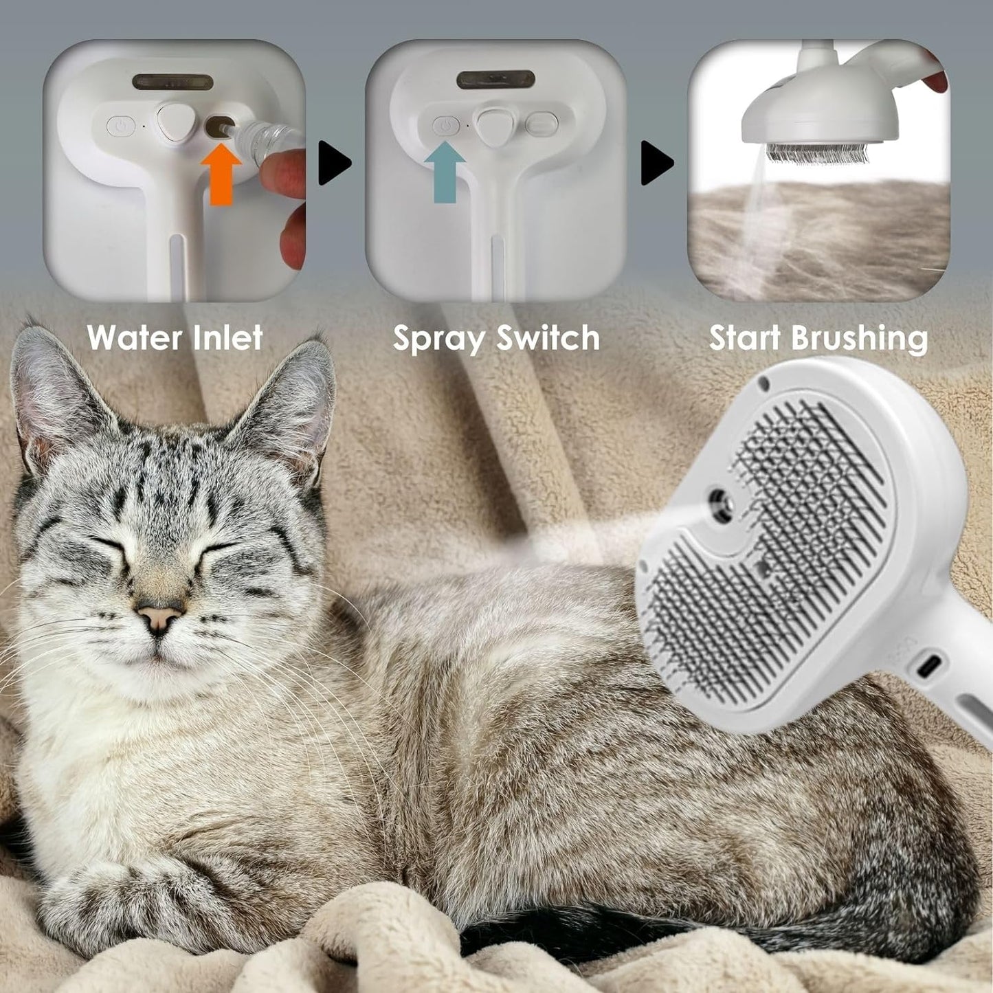 YoPoll Mist Massage Brush SheddyMist PuffGroom GroomFlow