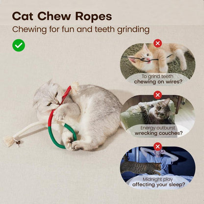 Catnip-Infused Organic Cotton Chew Rope Toys for Cats