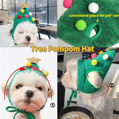 🐾Adorable Christmas Tree Pom-Pom Hat