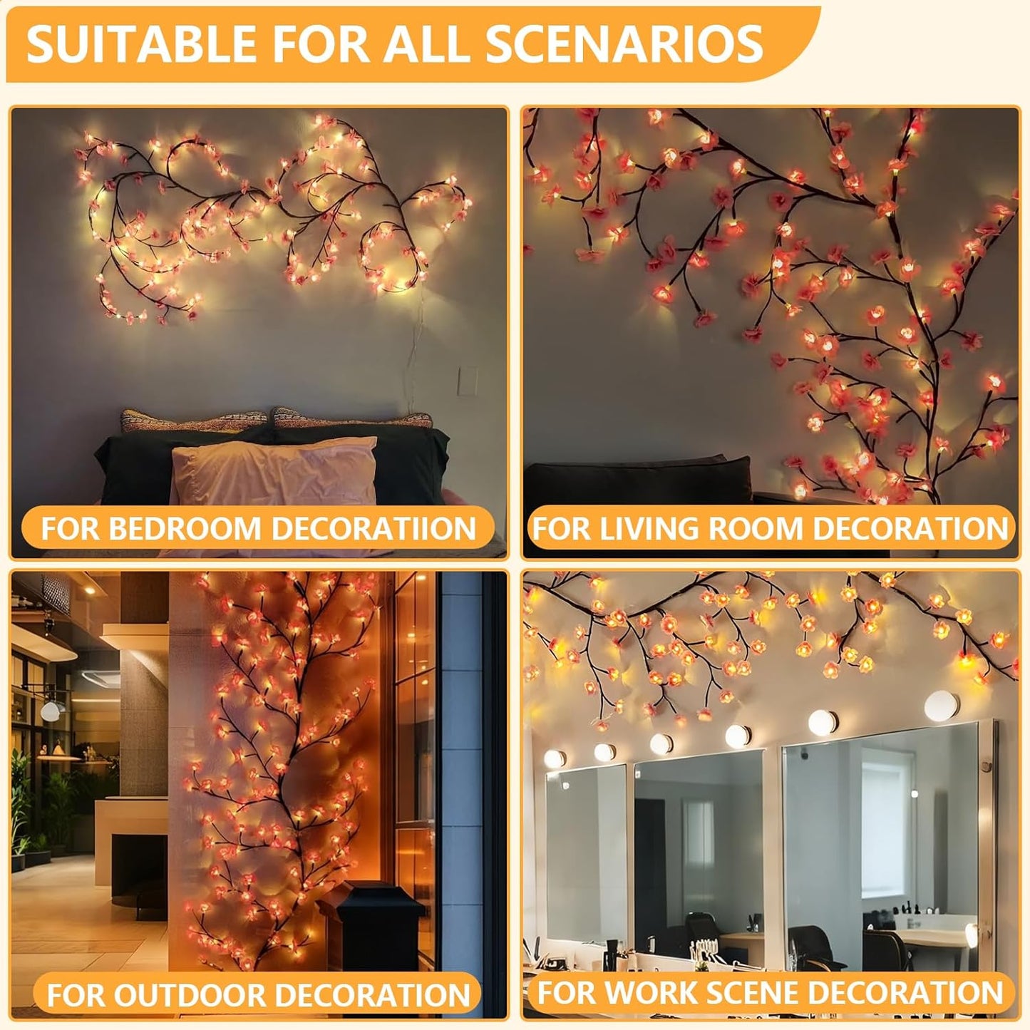 🌸 Holiday Mega Sale 🎁 65% OFF ✨ Cherry LED Tree Branch Lights – Elegant Blossom Vine to Brighten Your Home This Christmas!