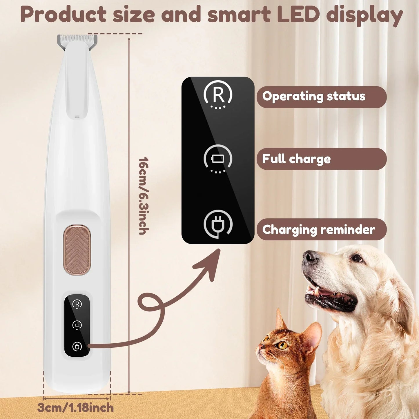 🔥2025 New Pet Paw Trimmer!The ceramic blade won't hurt them at all! -- Low Noise,Waterproof, Precision Grooming