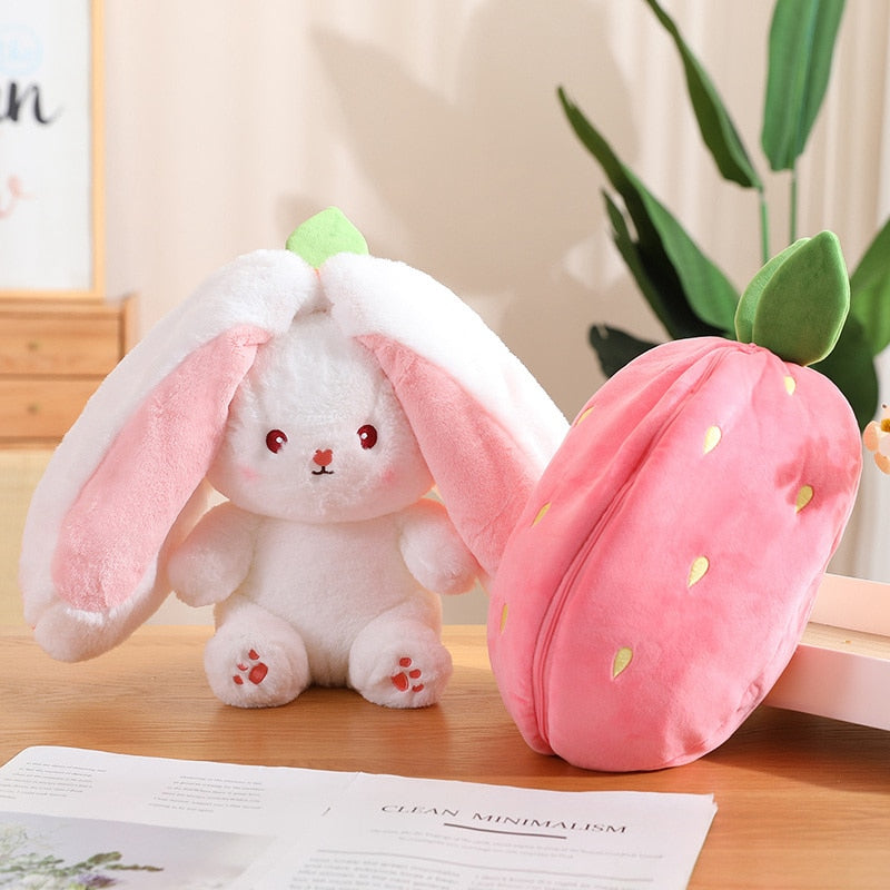 🥕Transforming Bunny – Strawberry & Carrot Dual-Form Plush Toy