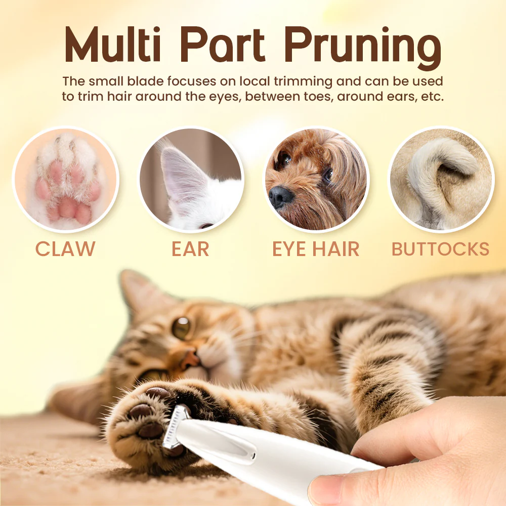 🔥2025 New Pet Paw Trimmer!The ceramic blade won't hurt them at all! -- Low Noise,Waterproof, Precision Grooming